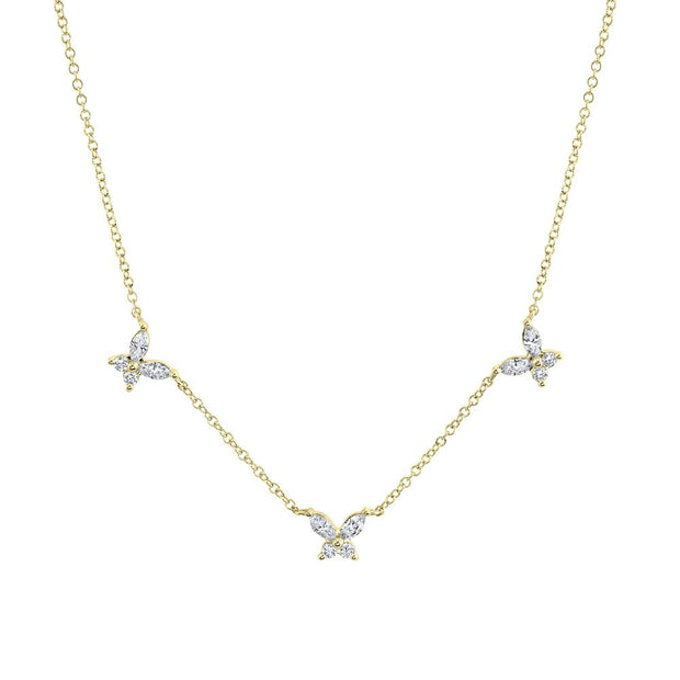 14k yellow gold diamond butterfly necklace 0.41ct