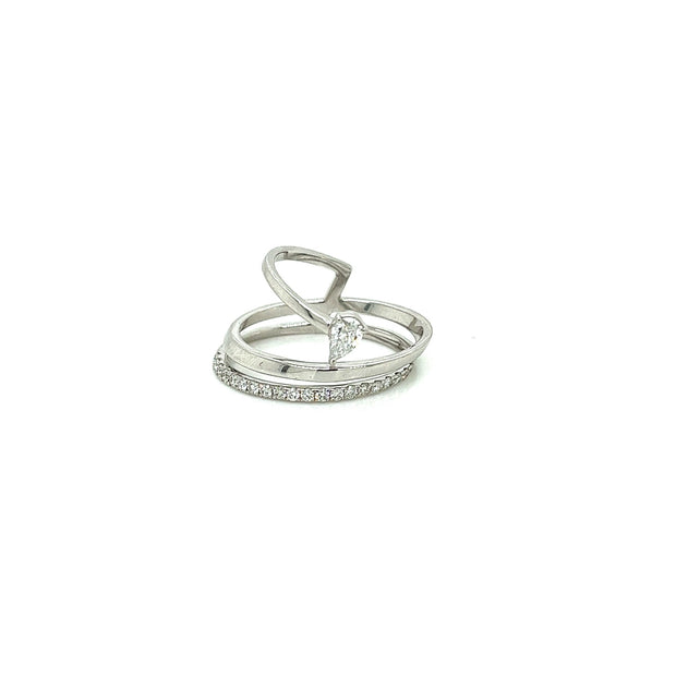 18k white gold pear shape diamond wrap around fashion ring 0.44ct