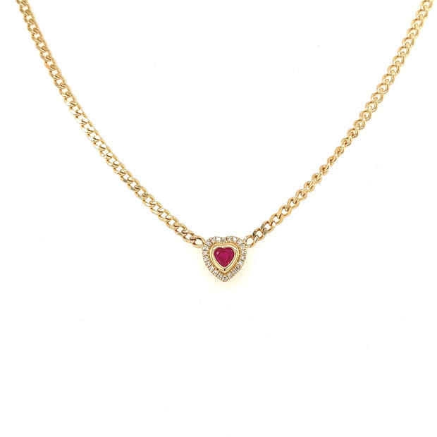 14k yellow gold heart love necklace 0.08ct
