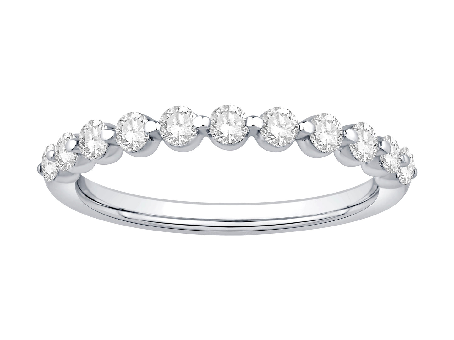 14K White Gold Lab Grown Round Diamond Band Single Prong Set Containing 11Rd Totaling 0.50Ct