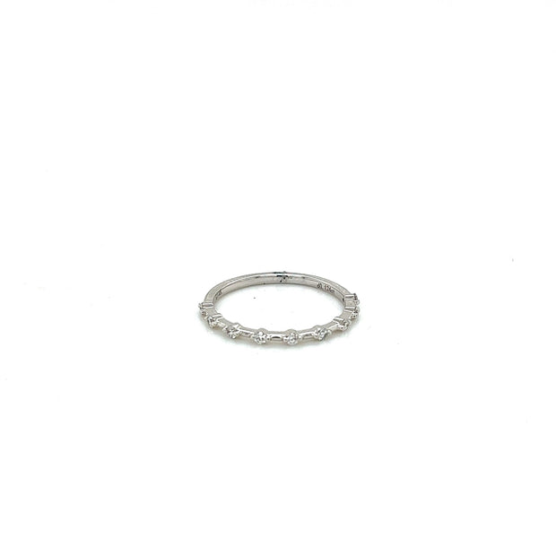 White Gold Dainty Scattered Diamond Band