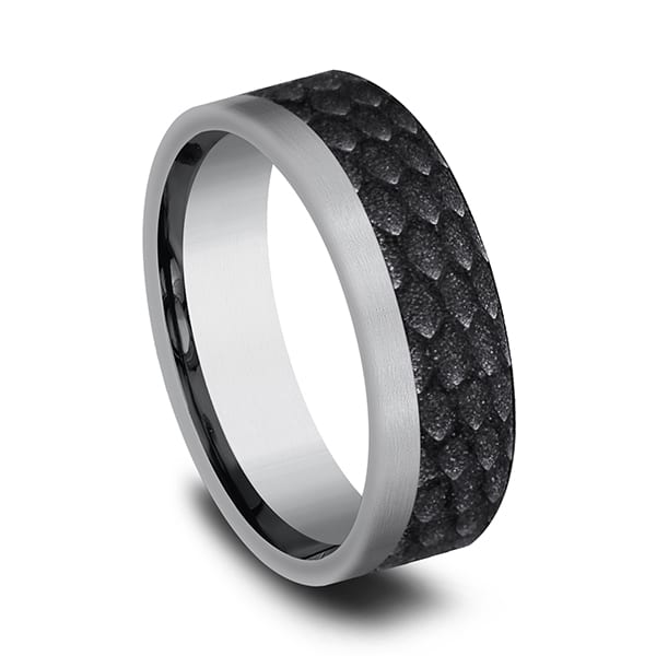 Tantalum and Black Titanium Comfort-fit Design Wedding Band