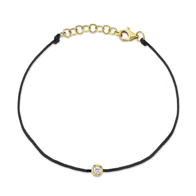 14k yellow gold diamond bezel cord bracelet 0.09ct