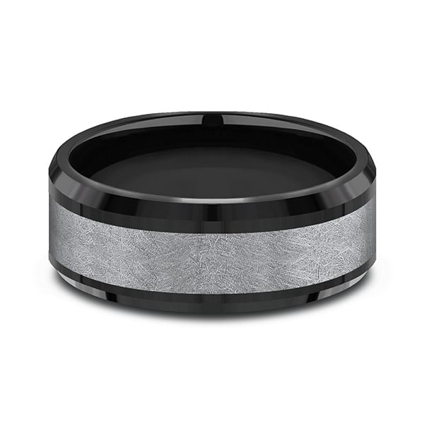 Tantalum and Black Titanium Comfort-fit Design Wedding Band
