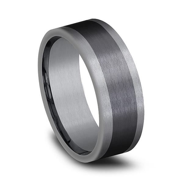 Tantalum and Black Titanium Comfort-fit Design Wedding Band