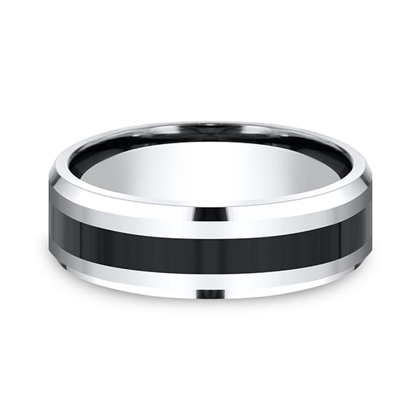 Cobalt and Ceramic Comfort-Fit Design Wedding Band