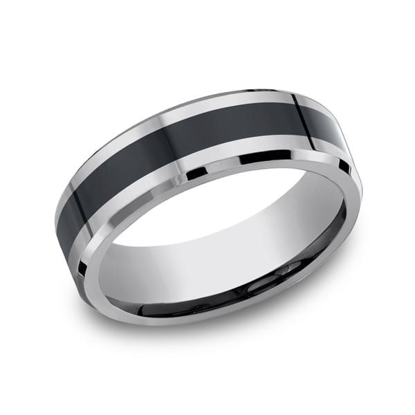 Cobalt and Ceramic Comfort-Fit Design Wedding Band