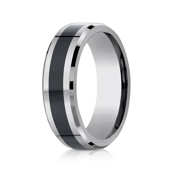 Cobalt and Ceramic Comfort-Fit Design Wedding Band