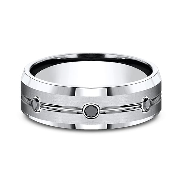 Cobalt Comfort-Fit Black Diamond Wedding Ring