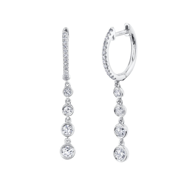 diamond bezel set dangle earrings 0.45ct