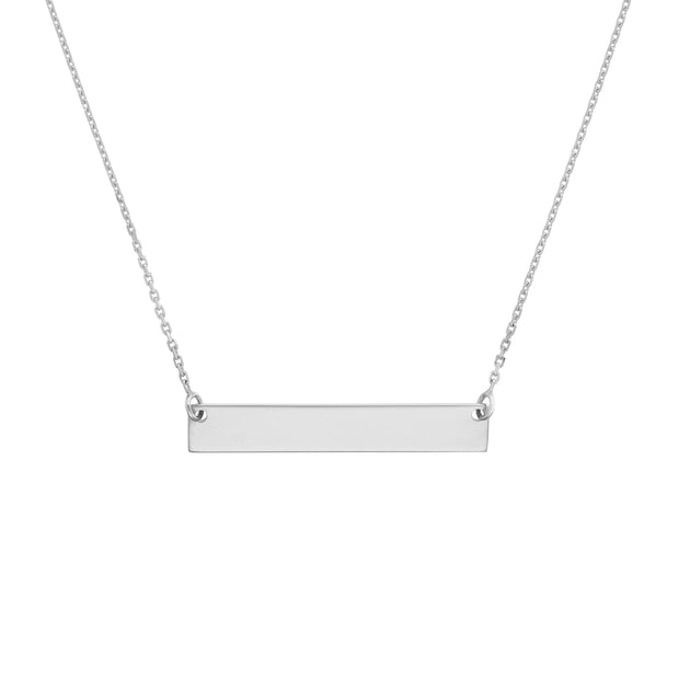 14k white gold east to west mini bar necklace
