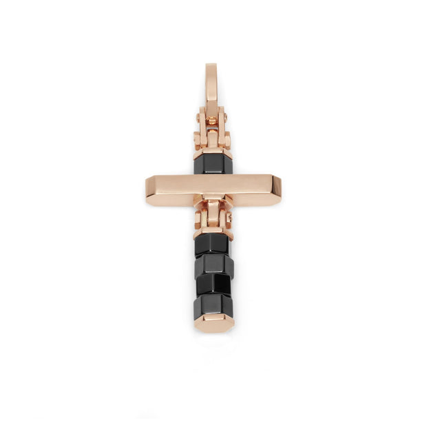 18k roes gold and black ceramic cross