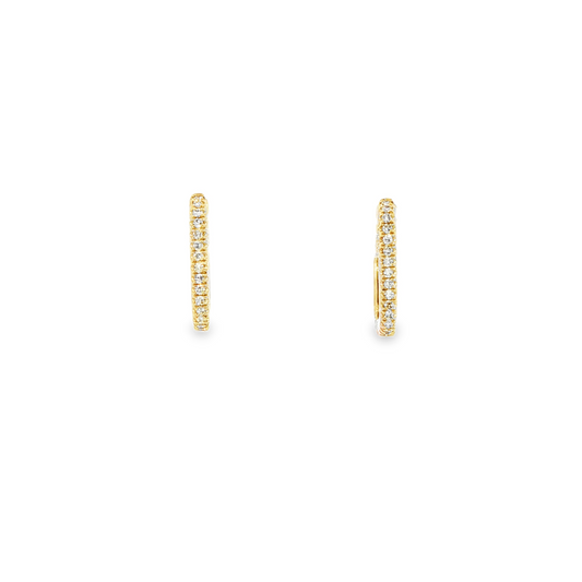 14K Yellow Gold Square Hoops Containing Single Cut Round Diamonds 0.10Ctw