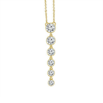 14K  Yellow Gold Lab Grown Diamond 6 Drop Sky Set Pendant 1.20ctw