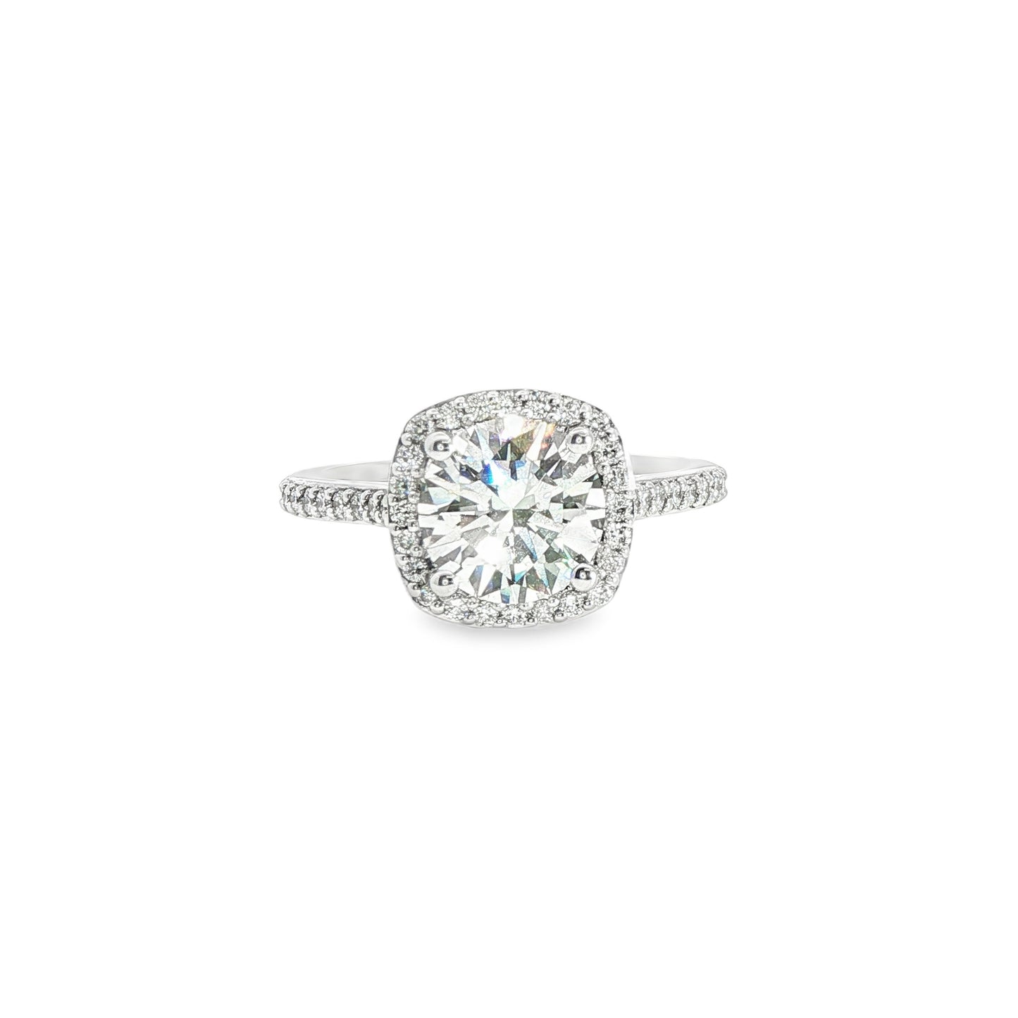 18k white gold cushion halo diamond engagement ring 2.32ct