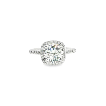 18k white gold cushion halo diamond engagement ring 2.32ct