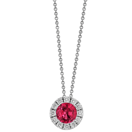 18k white gold diamond and ruby pendant 0.40ct