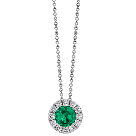 18k white gold emerald and diamond pendant 0.35ct