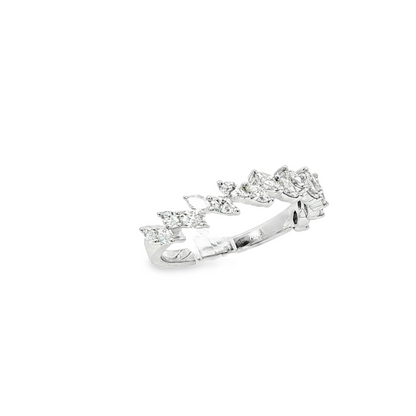 18K White Gold Marquis Shaped Diamond Fashion Ring 0.56Ctw