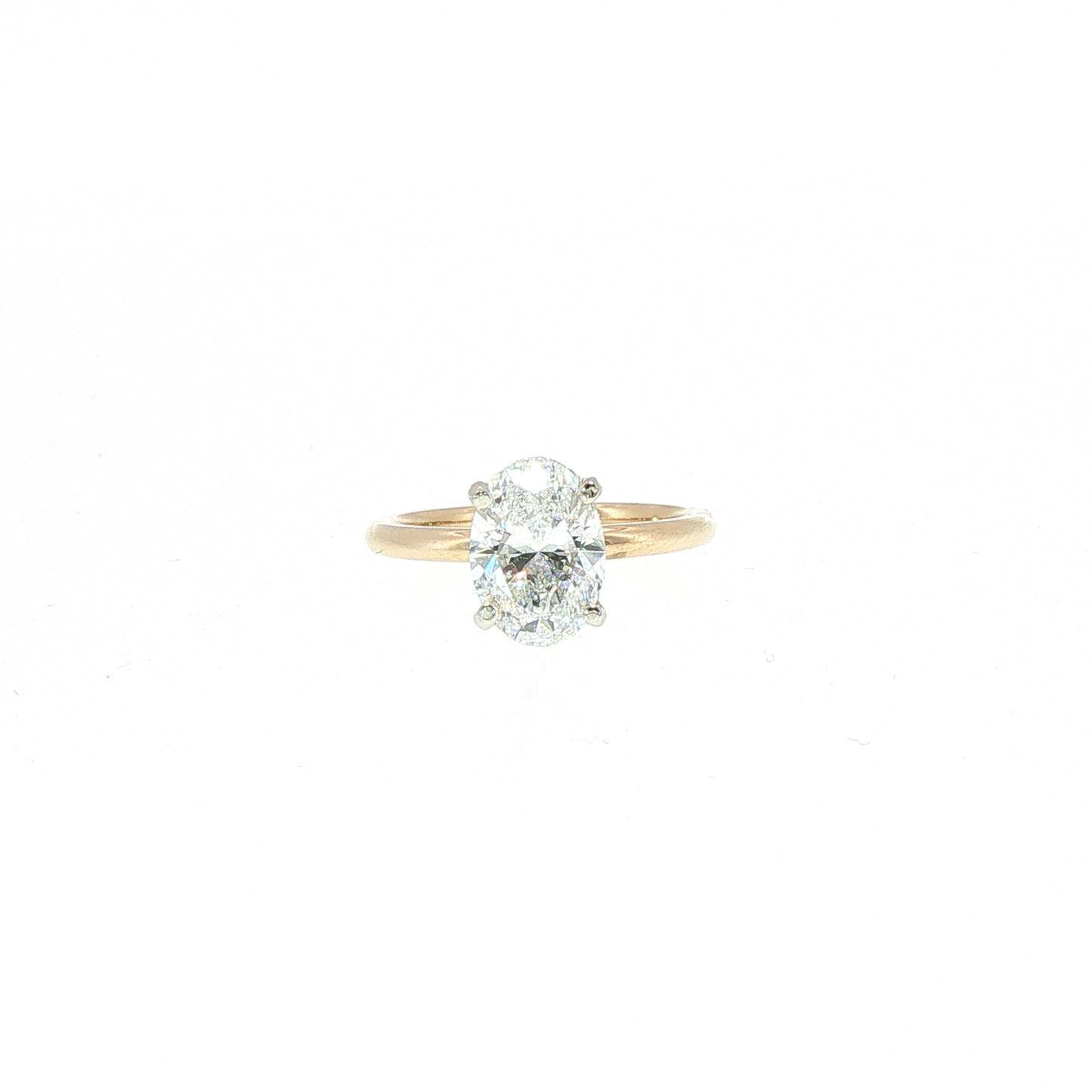 14K Yellow Gold Lab Oval 1.94ct Solitaire With Diamond Underhalo Engagement Ring