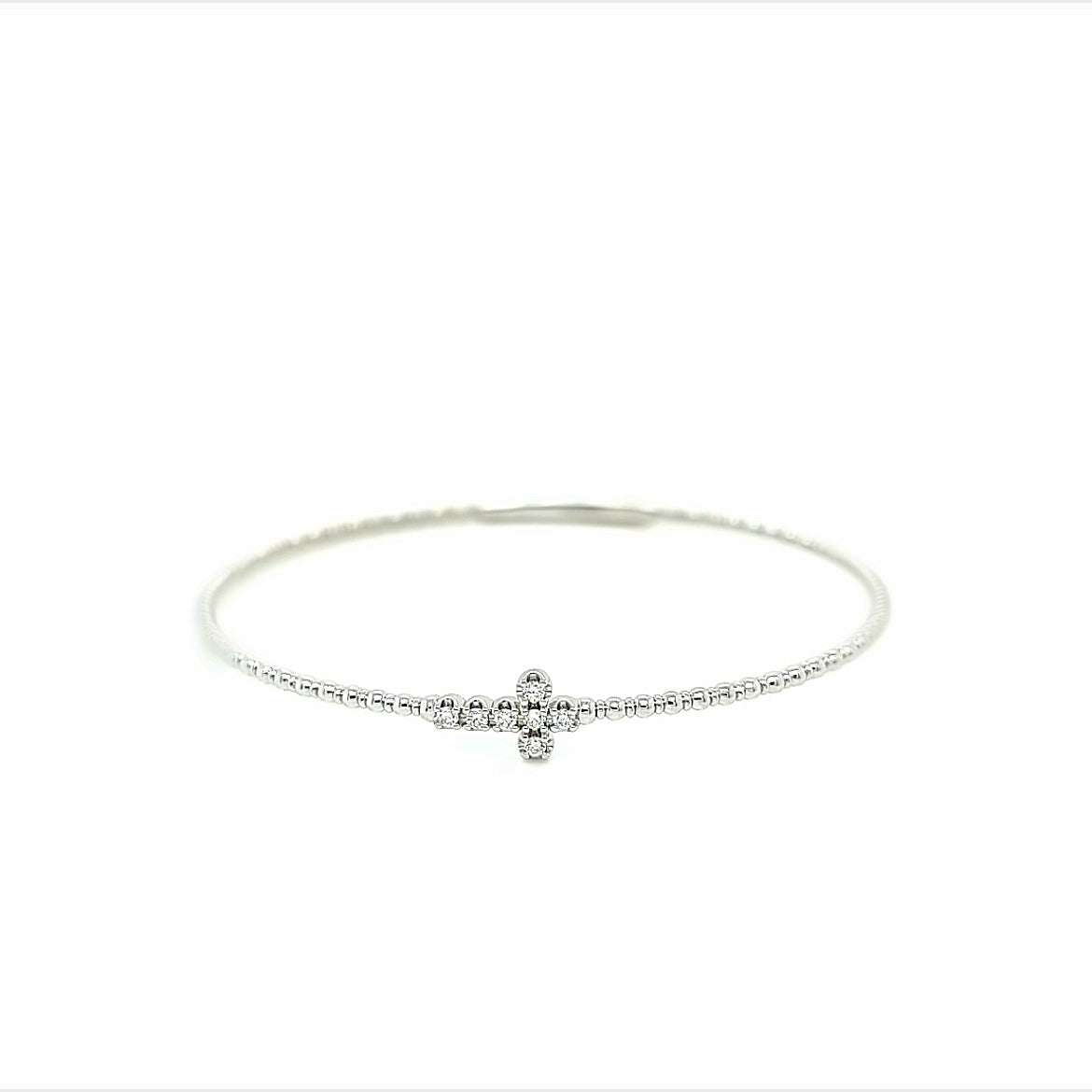 14k white gold diamond cross bracelet