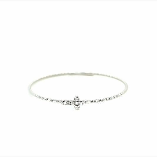 14k white gold diamond cross bracelet