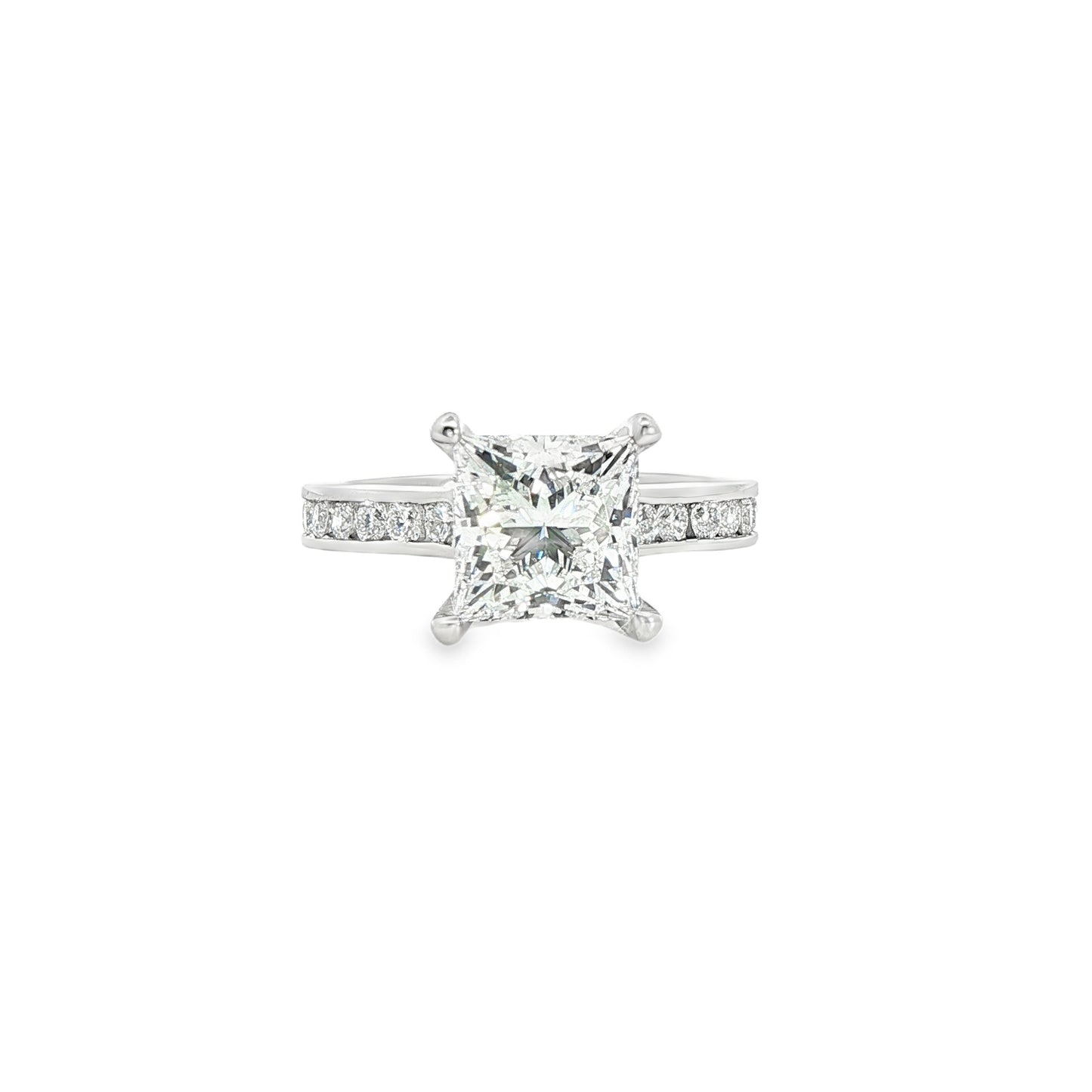 Custom Platinum Princess Cut Diamond Channel Set Engagement Ring