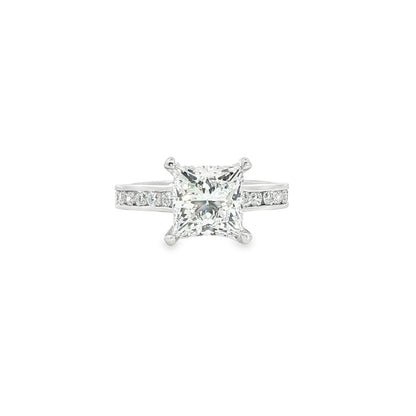 Custom Platinum Princess Cut Diamond Channel Set Engagement Ring