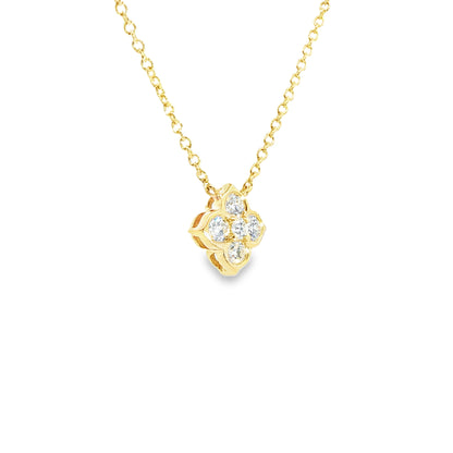18K Yellow Gold "Diamond" Cluster Pendant Containing 5 Round Diamonds 0.47Ctw