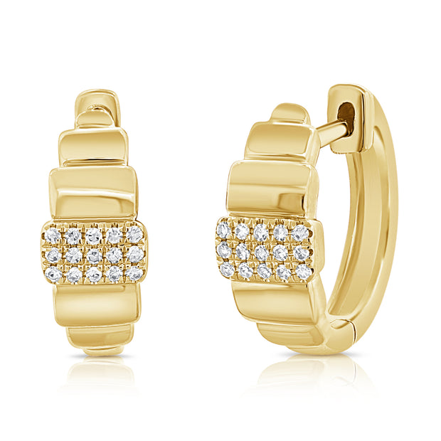 14K Yg Fashion Huggie Diamond Earrings D=0.08Ct