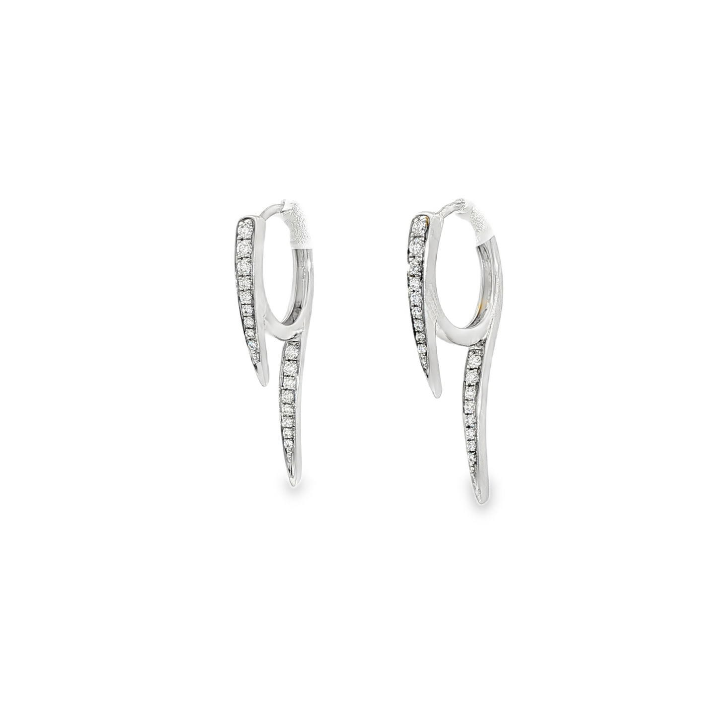 18K White Gold Diamond Huggie Hoop Earrings 0.20Ctw