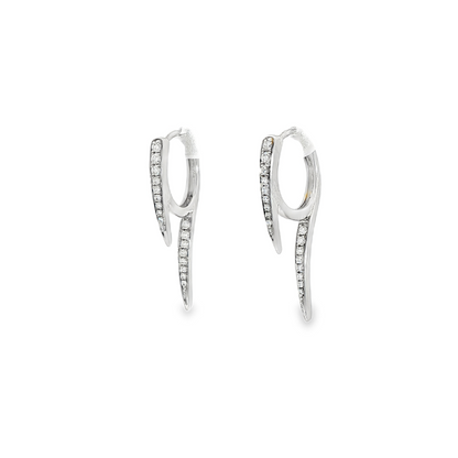 18K White Gold Diamond Huggie Hoop Earrings 0.20Ctw