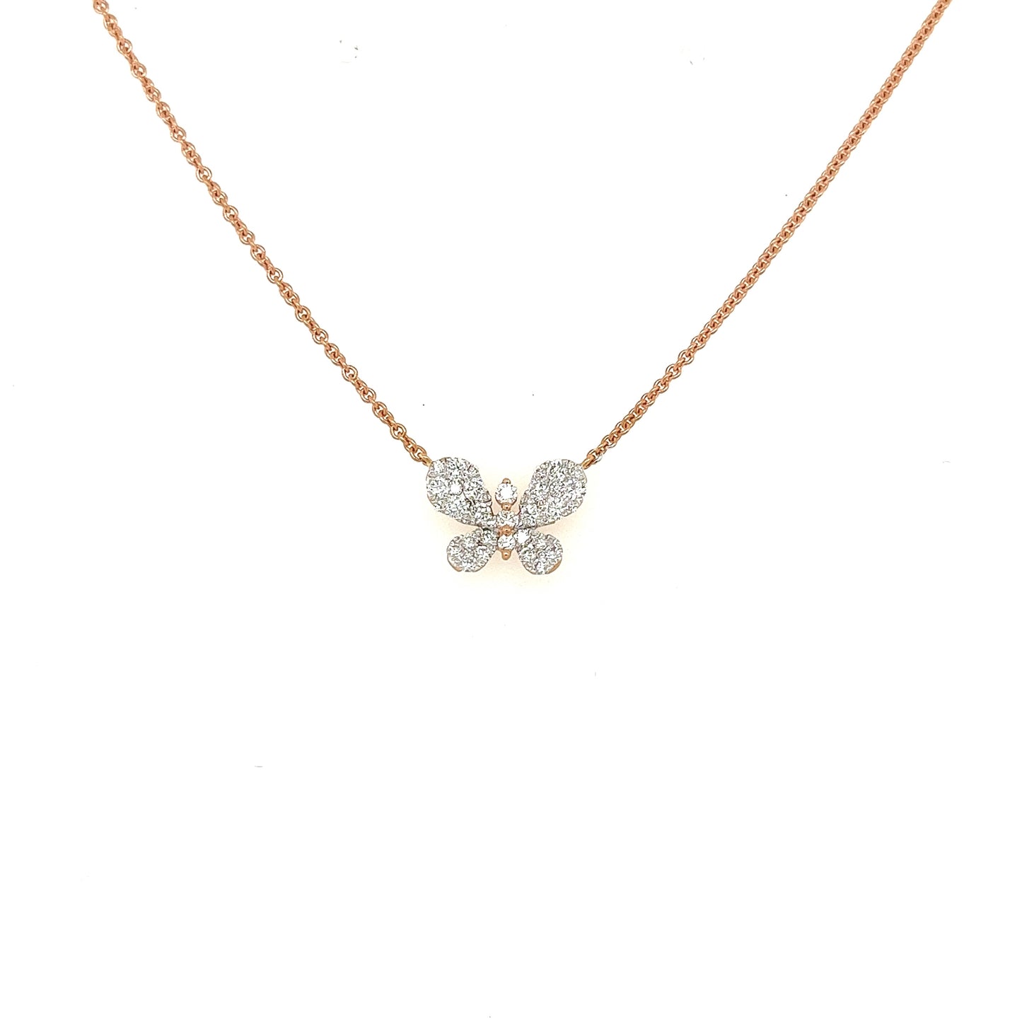 18k yellow gold diamond pave butterfly pendant 0.34ct