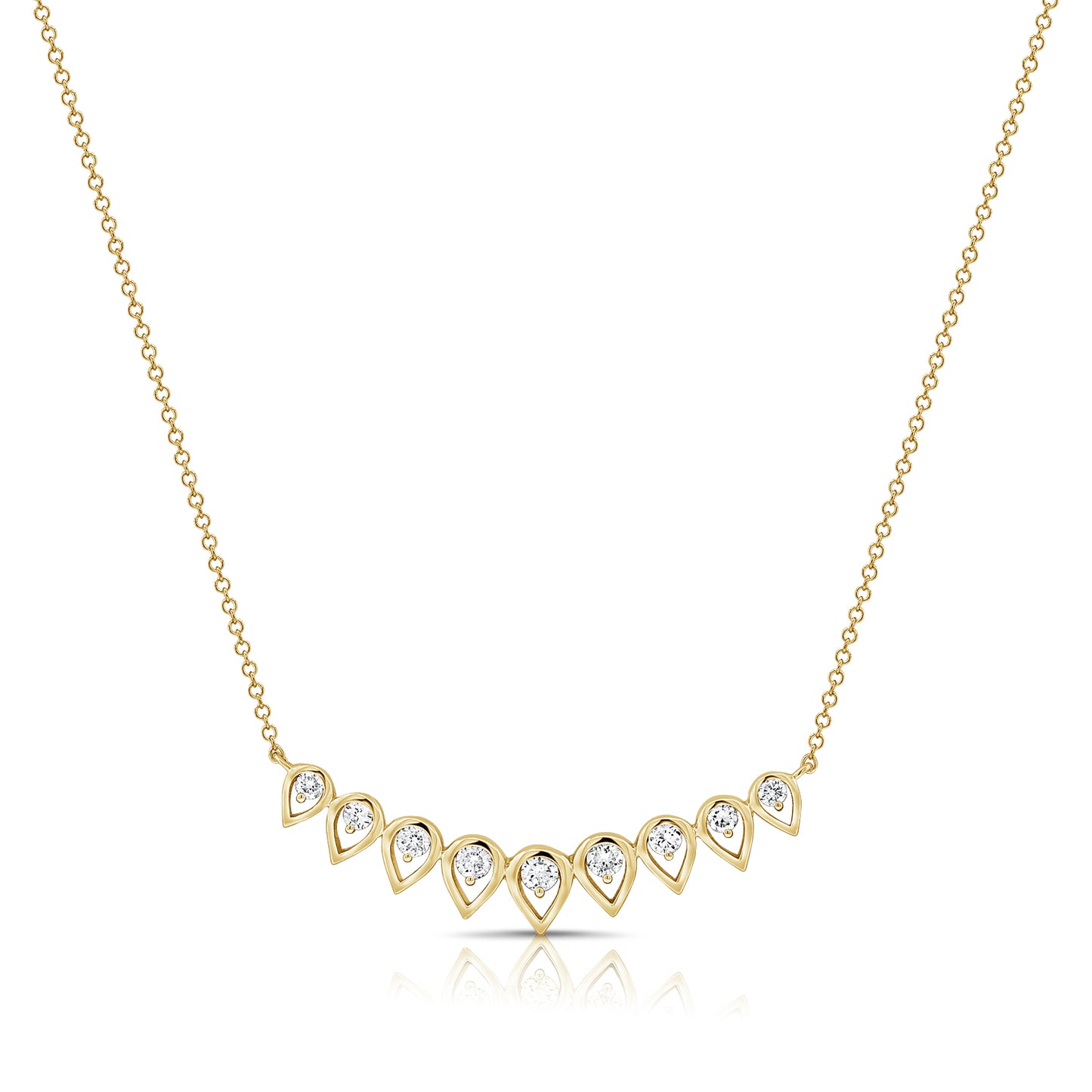 14K Yellow Gold Diamond Fashion Necklace 9Rd 0.35Ct