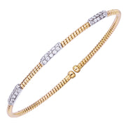 18k yellow gold three station diamond cuff 0.40ct