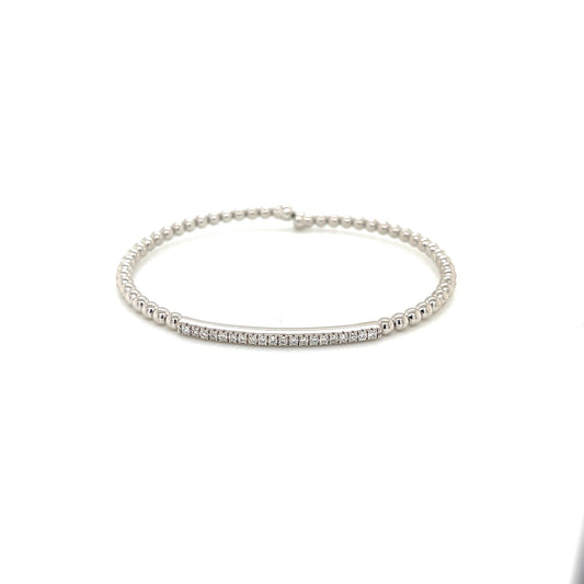 18k white gold diamond bar cuff