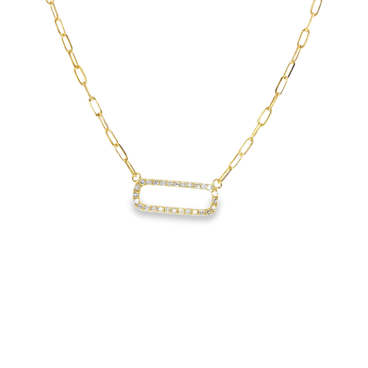 14K Yellow Gold Diamond Link Necklace Diamonds Total 0.18Ct