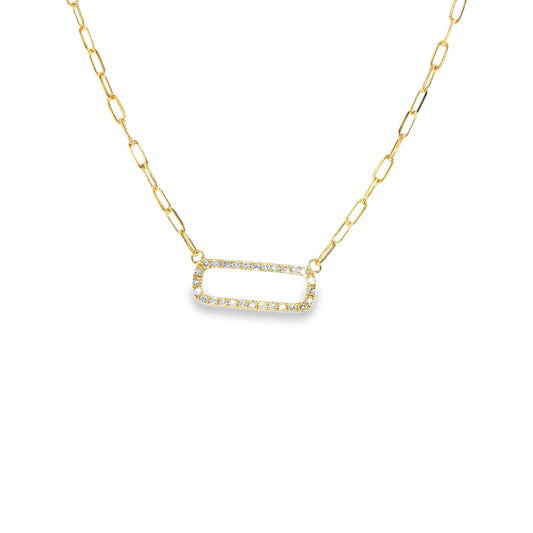 14K Yellow Gold Diamond Link Necklace Diamonds Total 0.18Ct