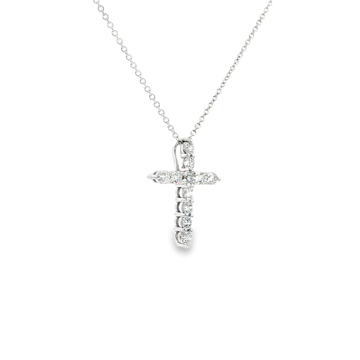 14K White Gold Diamond Cross Pendant Necklace Containing 0.50ctw