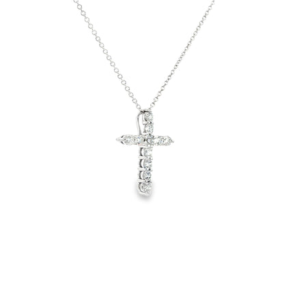 14K White Gold Diamond Cross Pendant Necklace Containing 0.50ctw