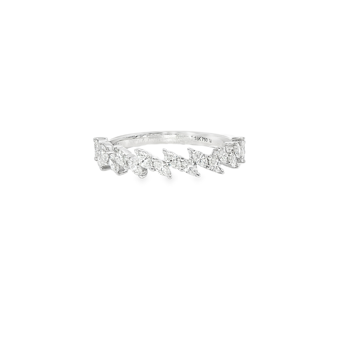 18K White Gold Marquis Shaped Diamond Fashion Ring 0.56Ctw