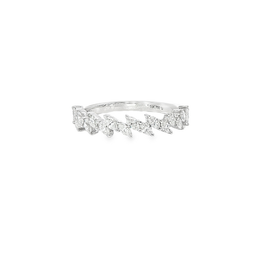 18K White Gold Marquis Shaped Diamond Fashion Ring 0.56Ctw