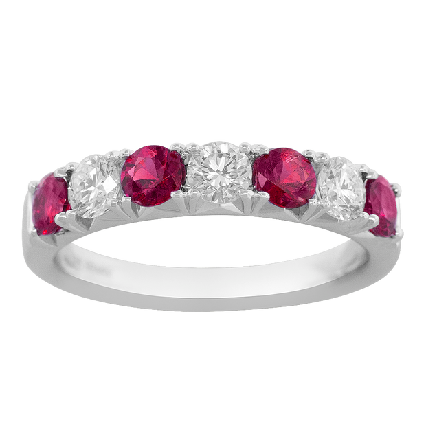 18k white gold diamond and ruby ring