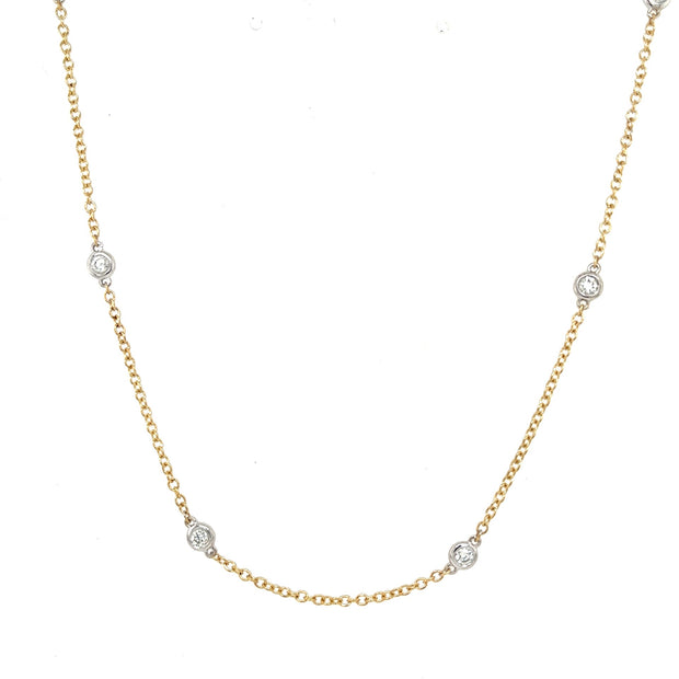 14k yellow gold diamond by the yard necklace 0.50ct