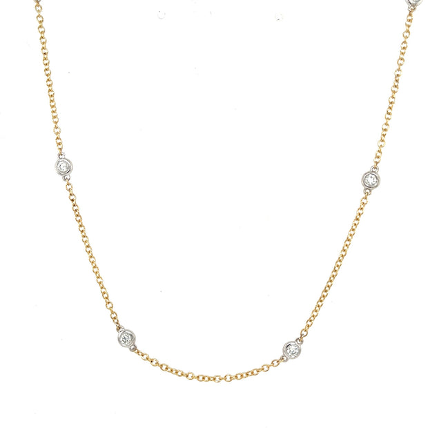 14k yellow gold diamond by the yard necklace 0.50ct