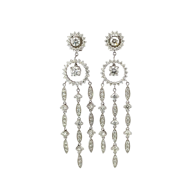 18K White Gold Diamond "Dream Cathcer" Drop Earrrings