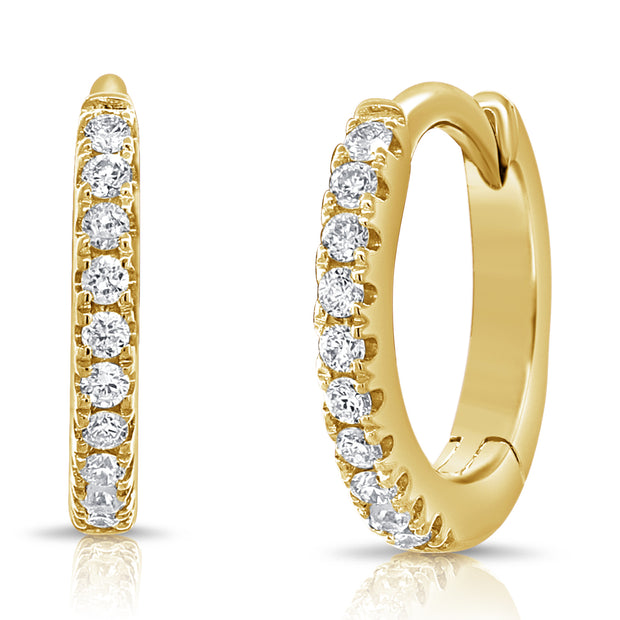 14K Yg Small Diamond Hoop D=0.06Ct