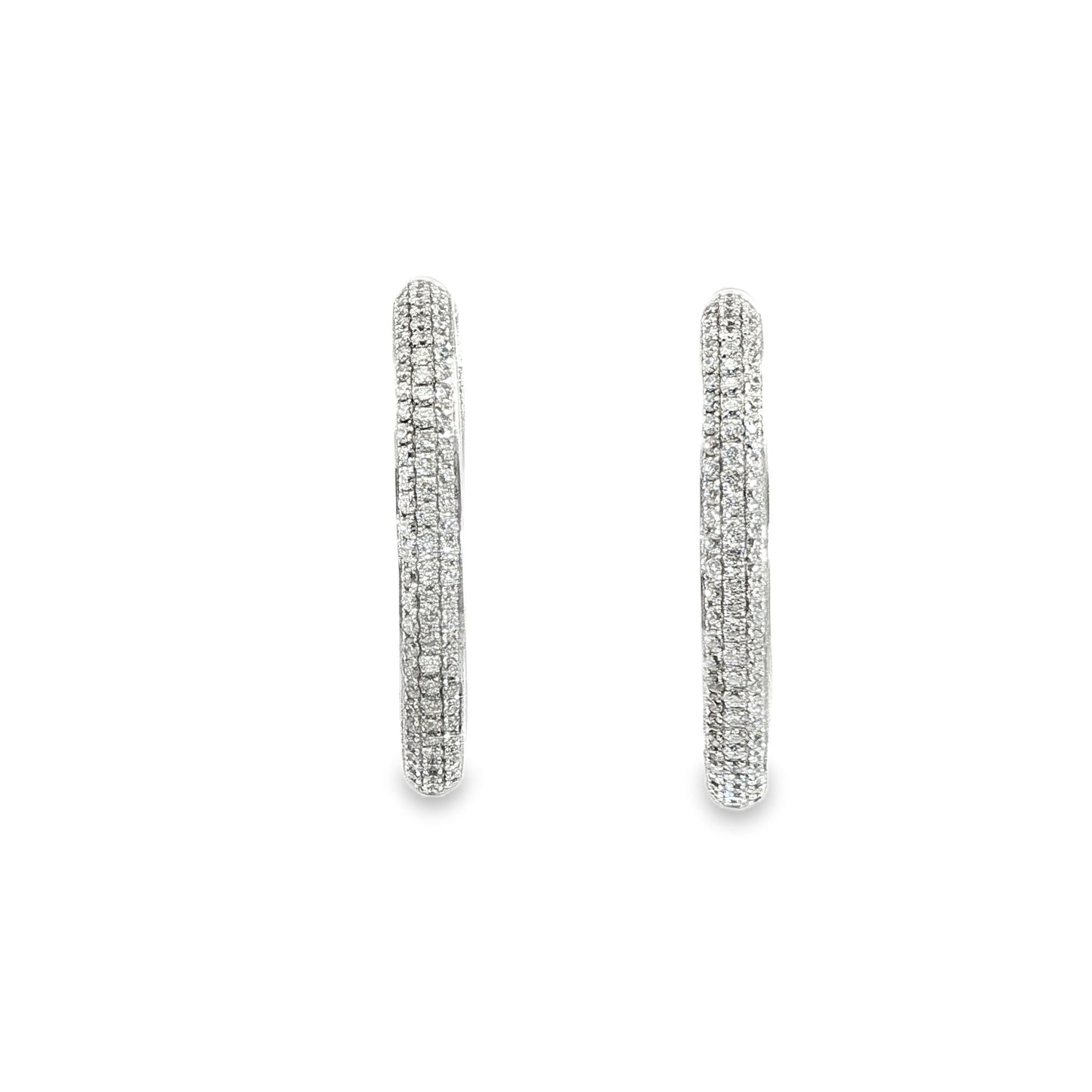 18k white gold inside out micropave diamond hoops 1.88ct