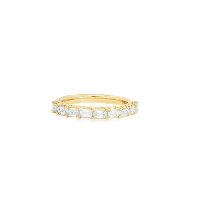 14K Yellow Gold Lab Diamond East To West Emerald Shared Prong Band 1/2 Way