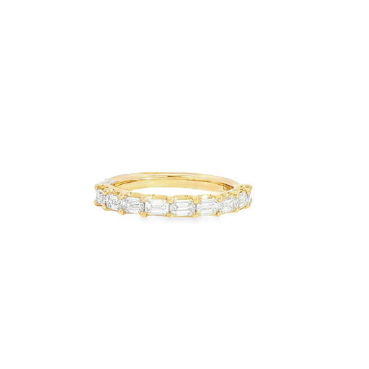 14K Yellow Gold Lab Diamond East To West Emerald Shared Prong Band 1/2 Way